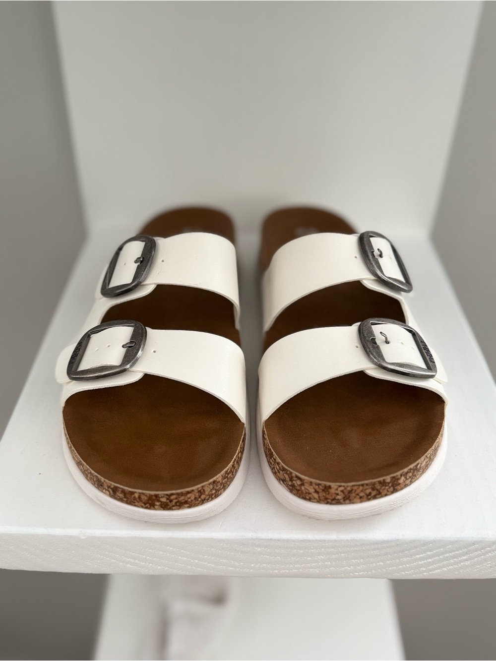 Target White Double-Strap Buckle Cork Sandals